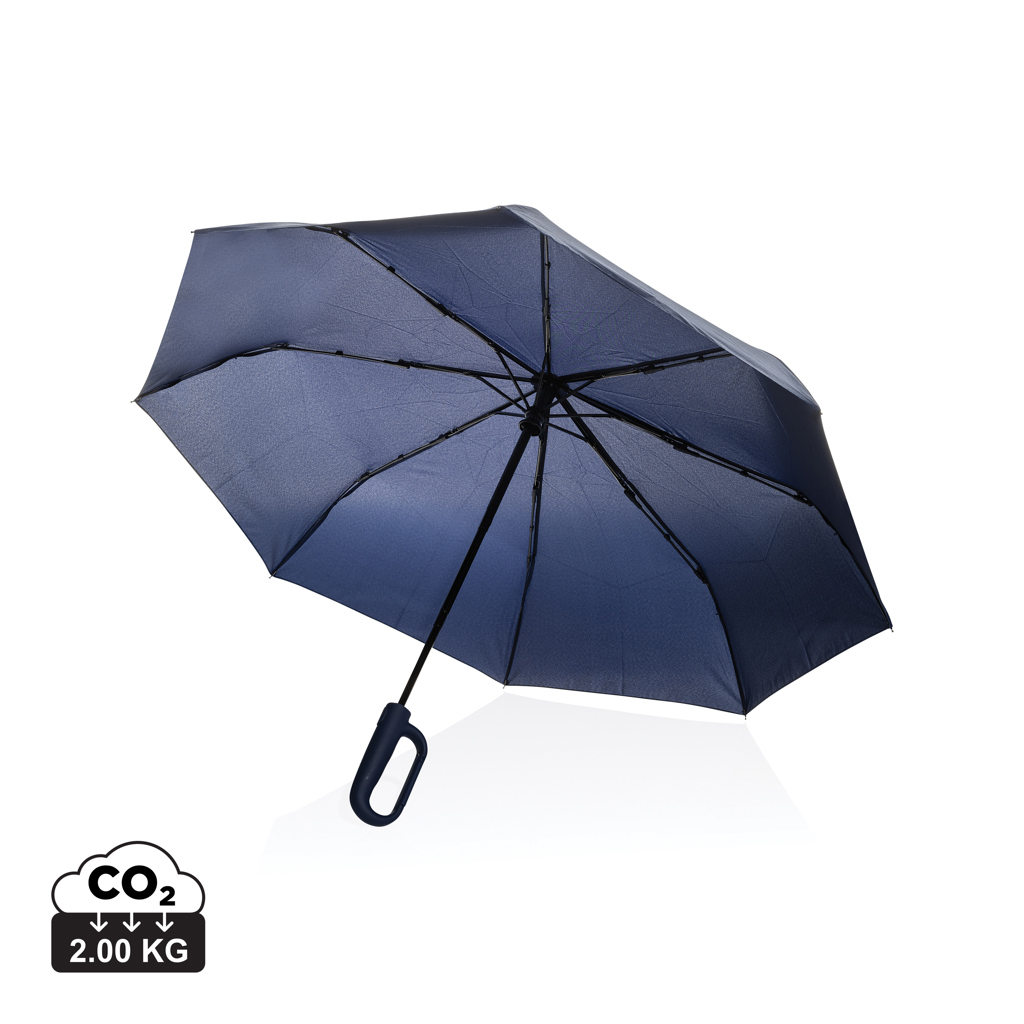 Parapluie promotionnel 21'' avec mousqueton rPET Yara Bleu marine